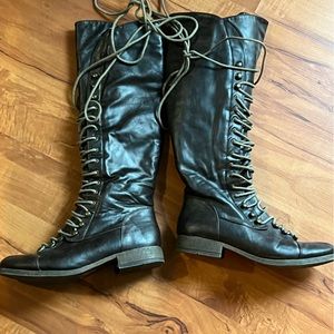 Charlotte Russe Brown Lace Up Riding Boots